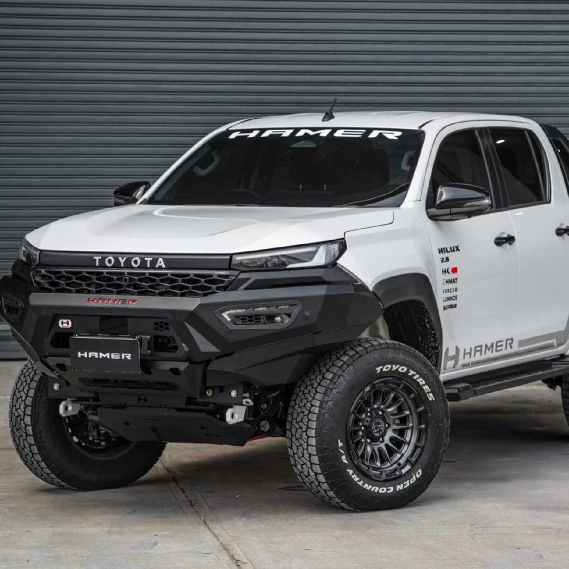 Atlas Series Bull Bar for Toyota Hilux (2026–Present) by Hamer 4x4 – Heavy-Duty Steel Front Bull Bar with Winch Compatibility and Integrated LED Lights