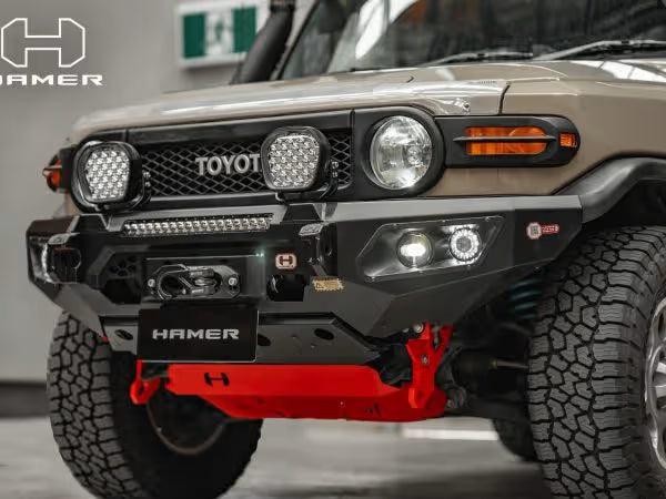 King Series Bull Bar for Toyota FJ Cruiser (2011–2016) by Hamer 4x4 – Heavy-Duty Steel Front Bull Bar with Winch Compatibility and LED Lights