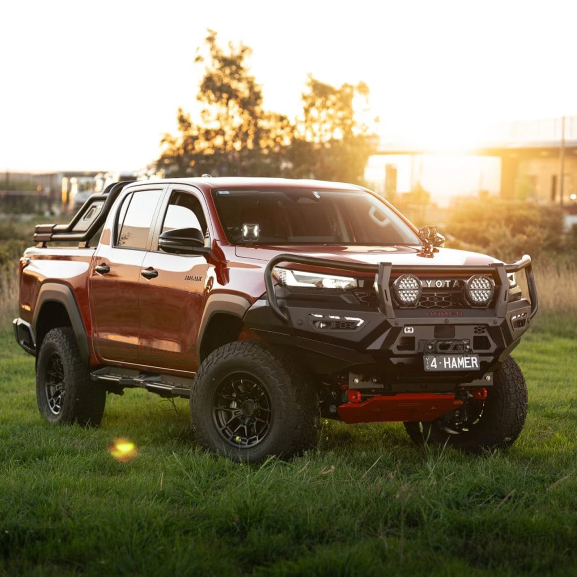 King Series Bull Bar for Toyota Hilux (2026–Present) by Hamer 4x4 – Heavy-Duty Steel Front Bull Bar with Winch Compatibility and Integrated LED Lights