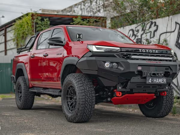 King Series Bull Bar for Toyota Hilux (2026–Present) by Hamer 4x4 – Heavy-Duty Steel Front Bull Bar with Winch Compatibility and Integrated LED Lights