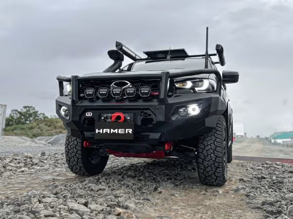 King Series Plus Bull Bar for Mazda BT-50 (2025–Present) by Hamer 4x4 – Heavy-Duty Steel Front Bull Bar with Triple Loop, Winch Compatibility and LED Lights