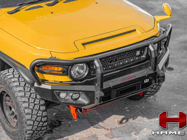 King Series Plus Bull Bar for Toyota FJ Cruiser (2011–2016) by Hamer 4x4 – Heavy-Duty Steel Front Bull Bar with Winch Compatibility, Factory Sensor Support and LED Lights