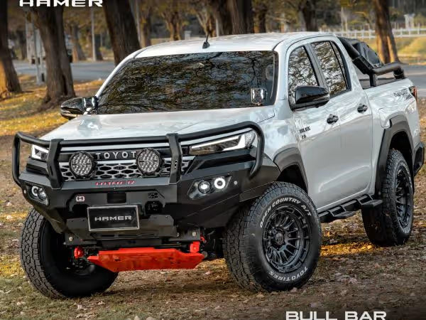 King Series Plus Bull Bar for Toyota Hilux (2026–Present) by Hamer 4x4 – Heavy-Duty Steel Front Bull Bar with Triple Loop, Winch Compatibility, Factory Sensor Support and LED Lights