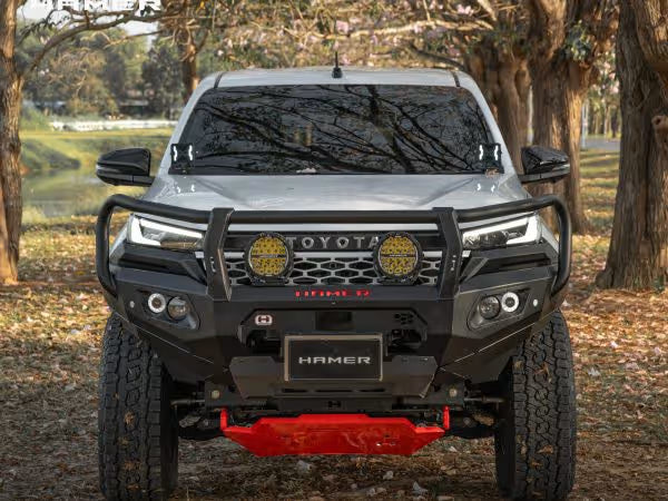 King Series Plus Bull Bar for Toyota Hilux (2026–Present) by Hamer 4x4 – Heavy-Duty Steel Front Bull Bar with Triple Loop, Winch Compatibility, Factory Sensor Support and LED Lights