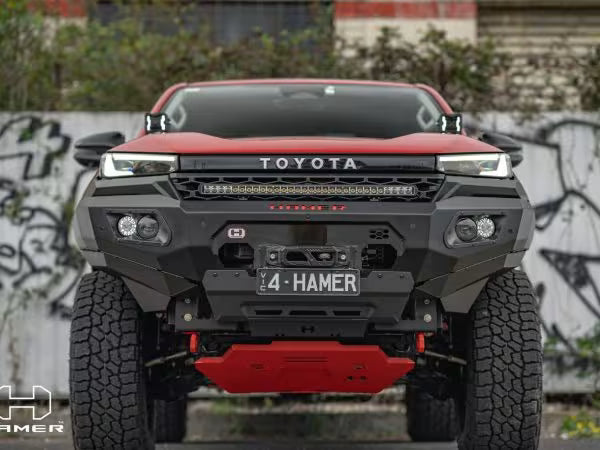 King Series Bull Bar for Toyota Hilux (2026–Present) by Hamer 4x4 – Heavy-Duty Steel Front Bull Bar with Winch Compatibility and Integrated LED Lights