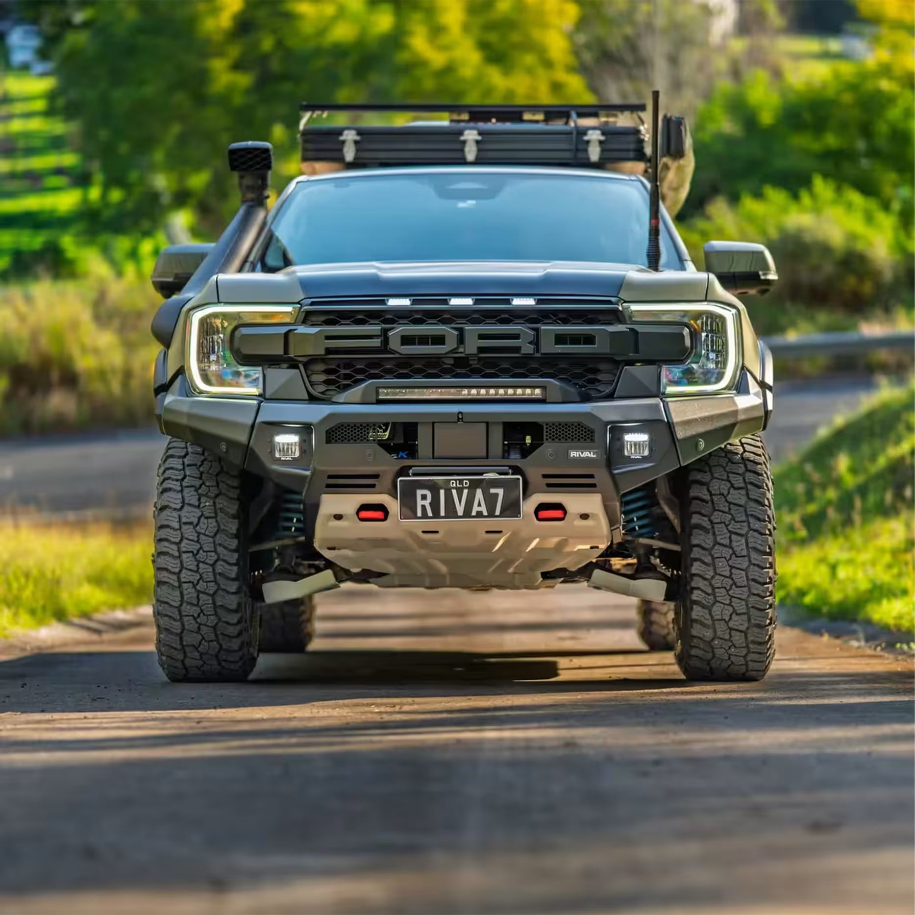 Ford Ranger and Everest Next-Gen 2022-On Aluminum Front Bar with RIVAL LED Fog Lights Set of 2