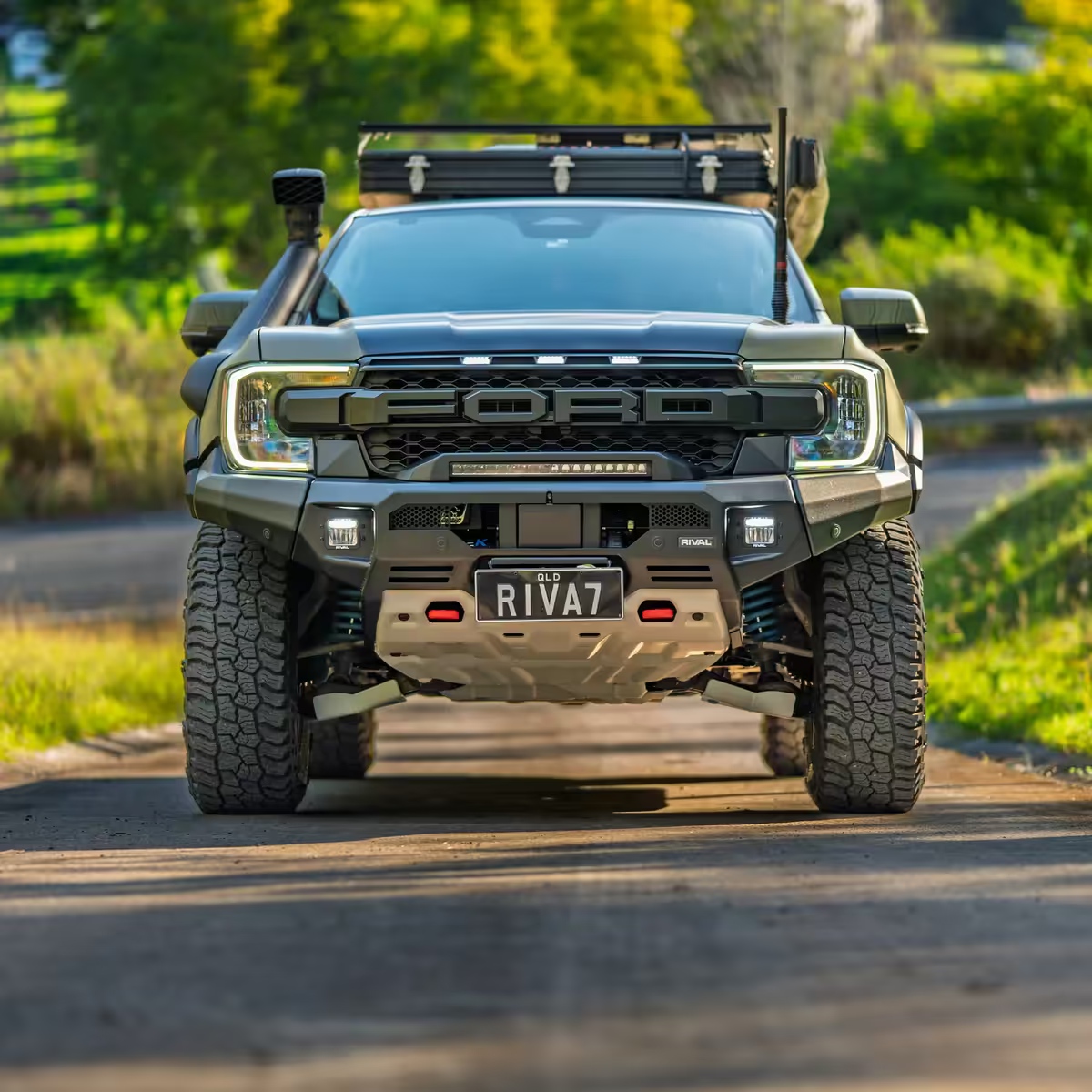 Ford Ranger and Everest Next-Gen 2022-On Aluminum Front Bar with RIVAL LED Fog Lights Set of 2