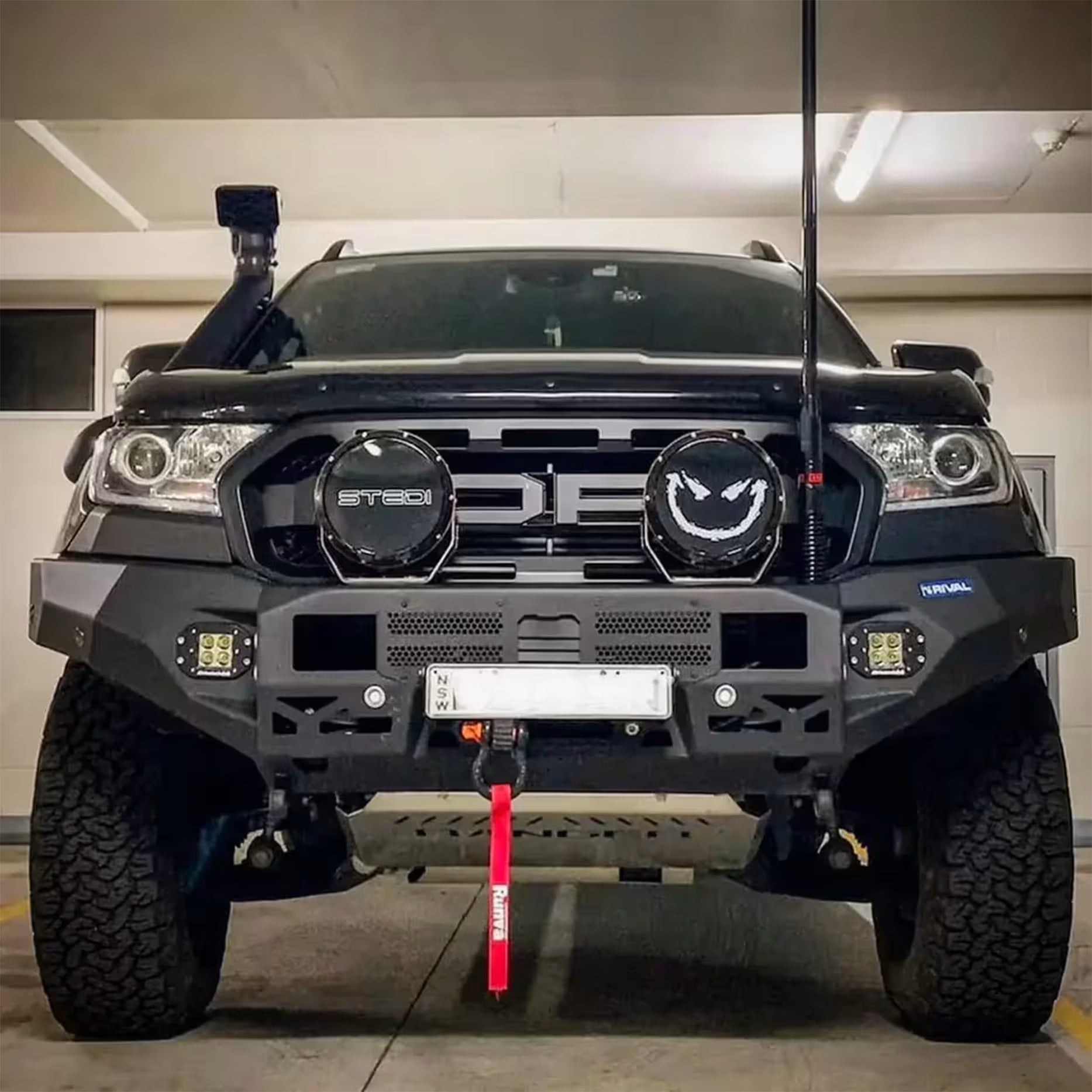 Aluminum front bar for Ford Ranger PX1 PX2 PX3 2011–2022 and Ford Everest 2015–2022 including Rival LED fog lights set of 2 by Rival 4x4 Australia