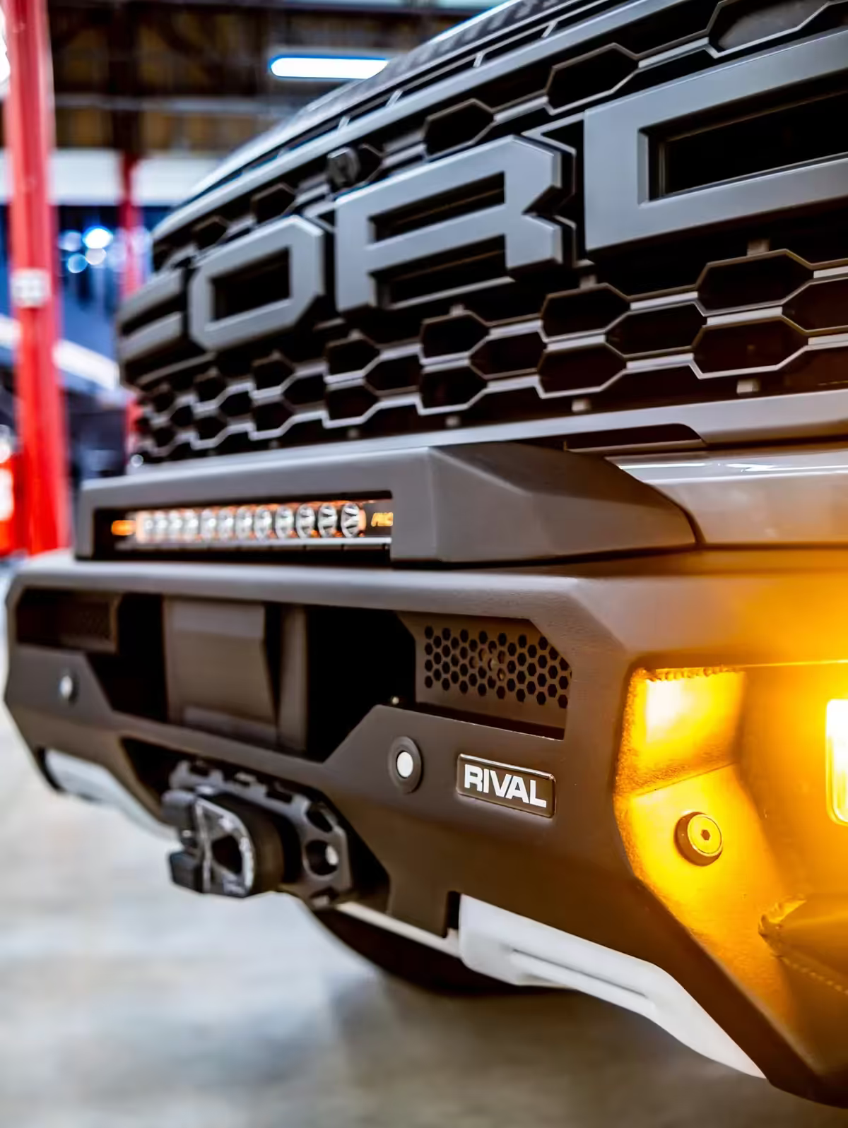 Ford Ranger Raptor Next-Gen 2022-On Aluminum Front Bar with RIVAL LED Fog Lights Set of 2
