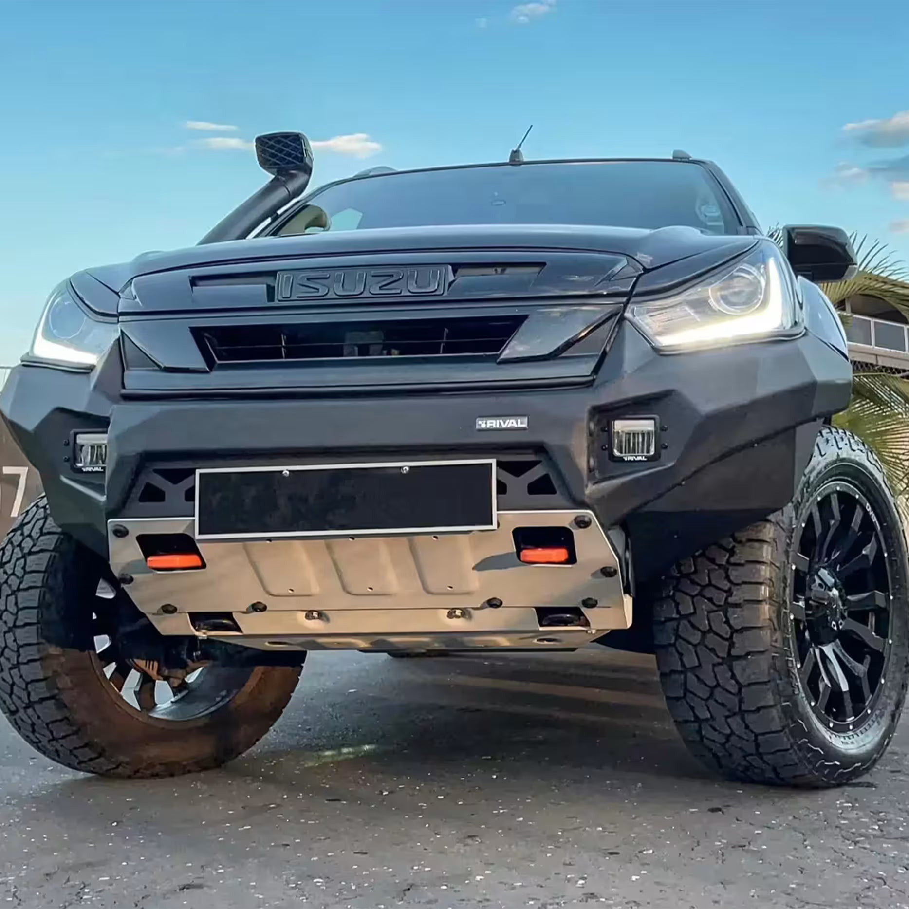 Aluminum front bar for Isuzu D-Max 2017–2019 including Rival fog lights set of 2 by Rival 4x4 Australia