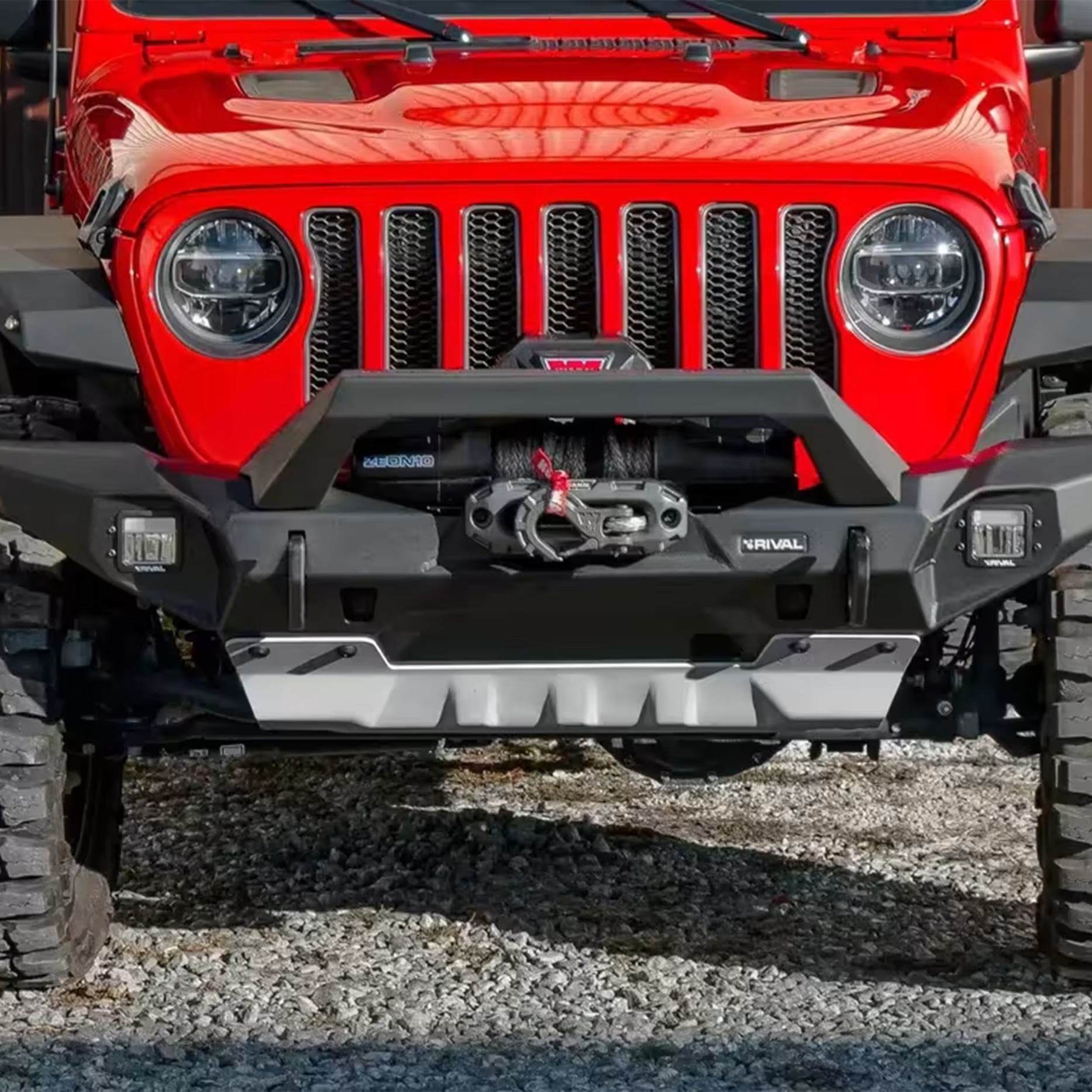 Aluminum front bar for Jeep Gladiator 2020-on including Rival fog lights set of 2 by Rival 4x4 Australia