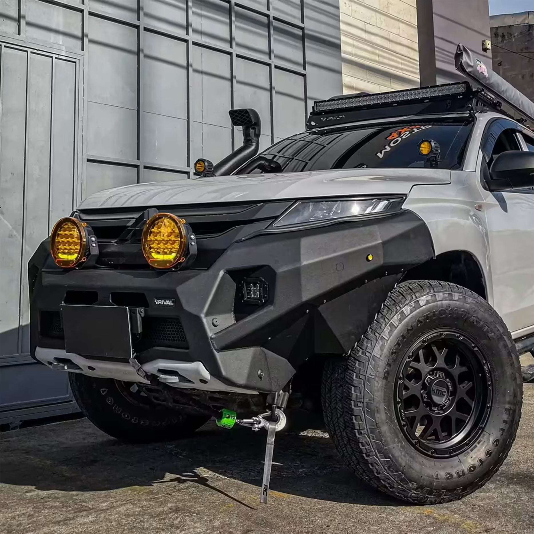 Aluminum front bar for Mitsubishi Triton MR 2019–2024 including Rival fog lights set of 2 by Rival 4x4 Australia