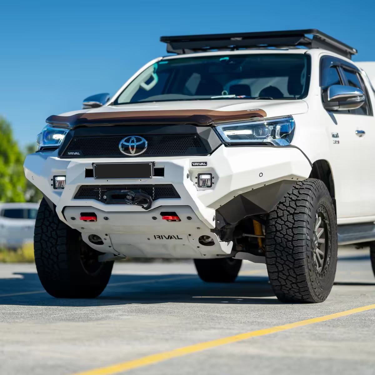 Toyota Hilux 2021-Present Aluminum Front Bar with RIVAL LED Fog Lights Set of 2 Protection