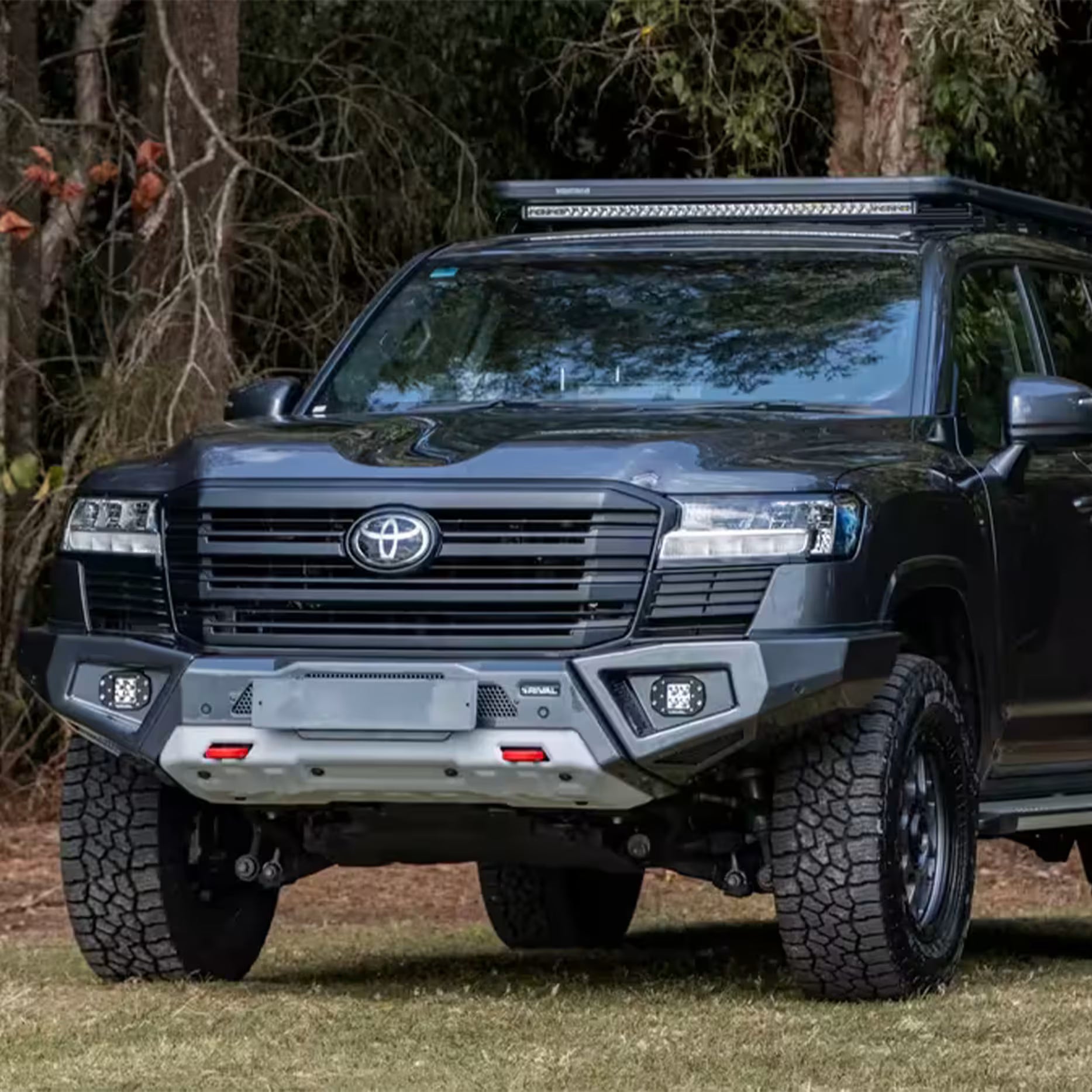 Aluminum front bar for Toyota Land Cruiser LC300 2021-on GR Sport including Rival fog lights set of 2 by Rival 4x4 Australia