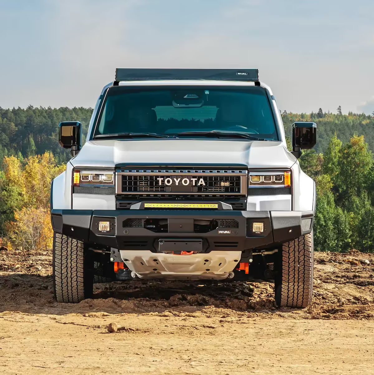 Toyota Land Cruiser Prado 250 2024-On Aluminum Front Bar with RIVAL LED Fog Lights Set of 2