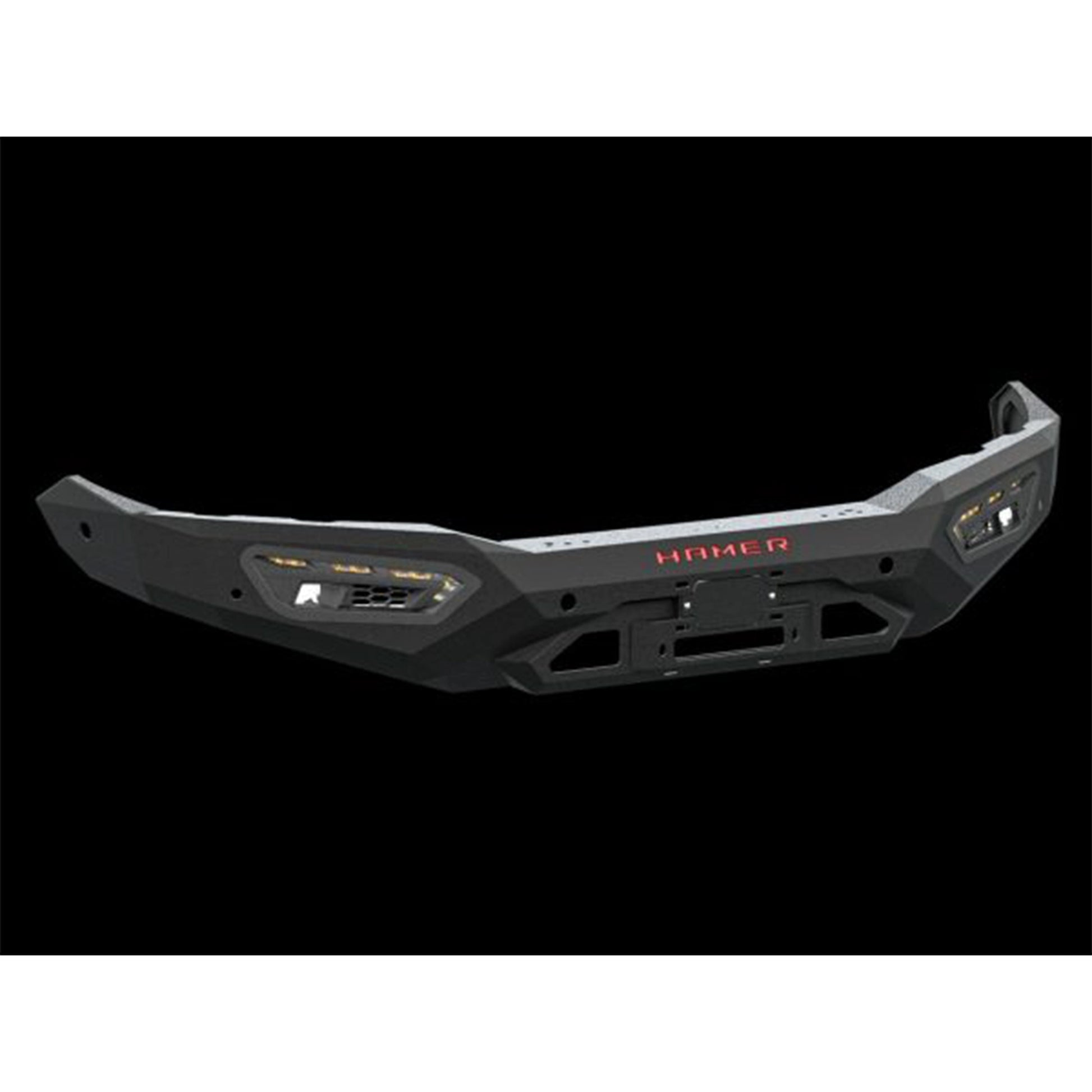 product front view of atlas series bull bar for ford f150 2021 matte black finish airbag compliant with mounting points for extra lights elevated 4x4