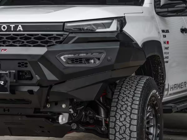 Hamer Atlas Series Plus bull bar installed on Toyota Hilux 2026–Present front angle view