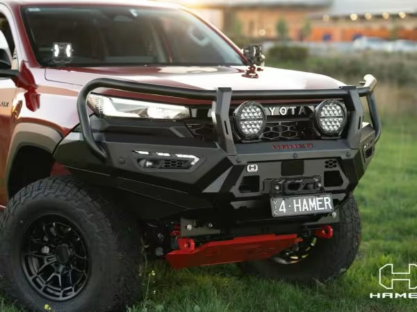 Hamer Atlas Series Plus bull bar installed on Toyota Hilux 2026–Present front view
