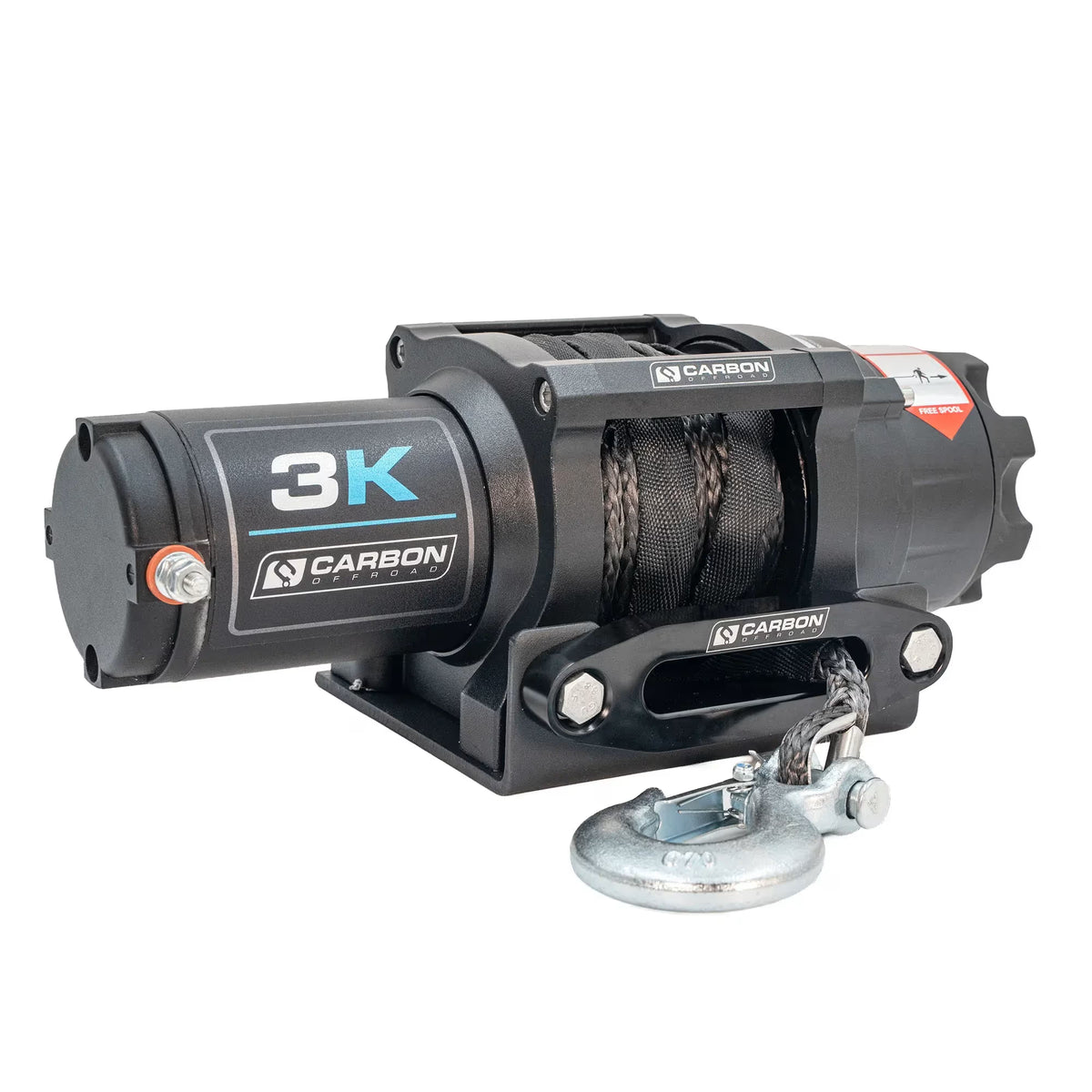 Carbon 3.0k 3000lb ATV Trailer Winch – Black Electric Winch