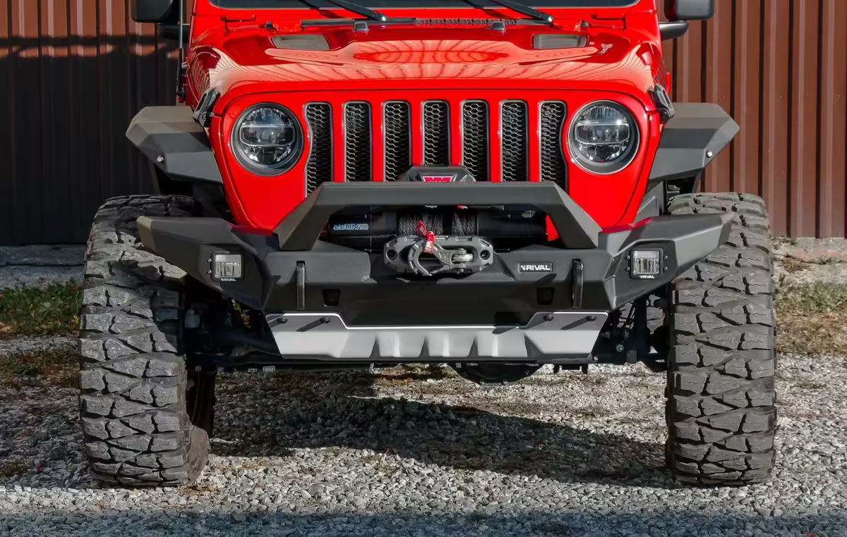 Aluminum Front Bar - Jeep Wrangler 2007-On / Gladiator 2020-On, includes RIVAL FOG lights (Set of 2)