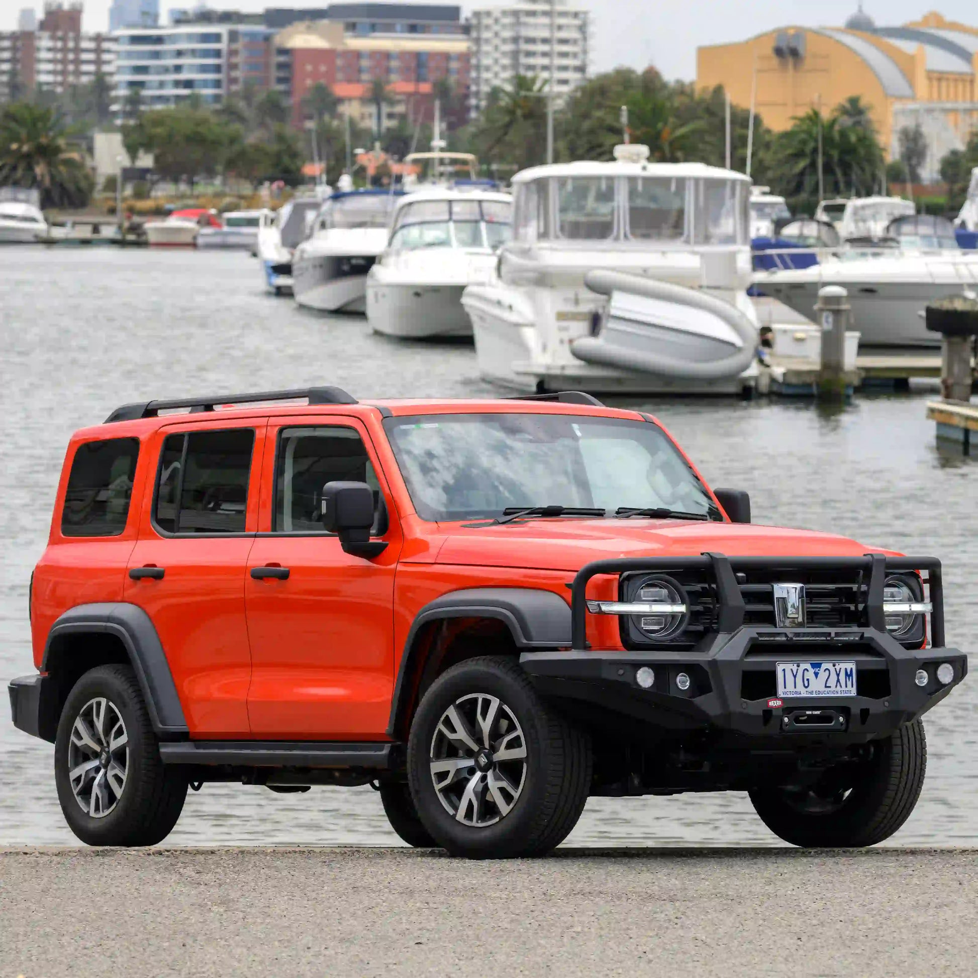 RAXAR Looped Bull Bar fitted to the GWM Tank 300, featuring ADR compliance, full winch compatibility, recovery points, and a durable matte black powder coat. Available now at Elevated 4x4 Australia for drivers seeking strength, safety, and premium off-road styling.