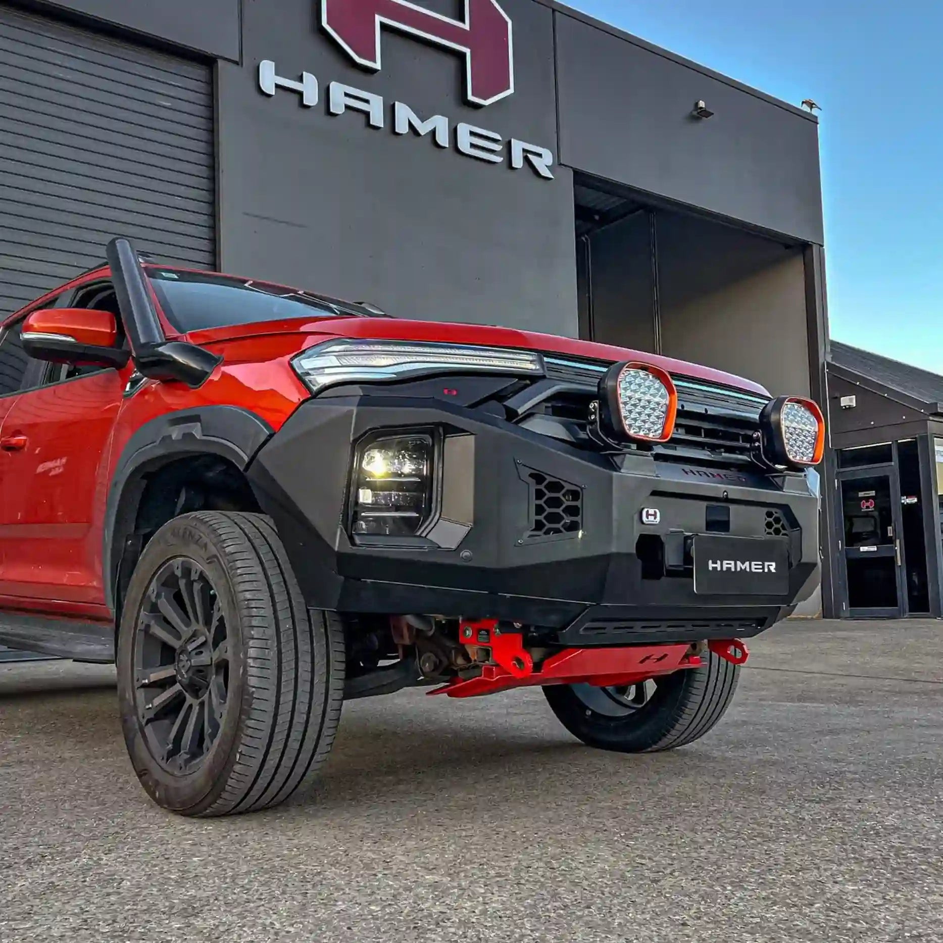 Left side view of LDV T60 Max with Hamer 4x4 King Series Bull Bar, built from 3 mm high-grade steel with matte black finish and ADR compliance.