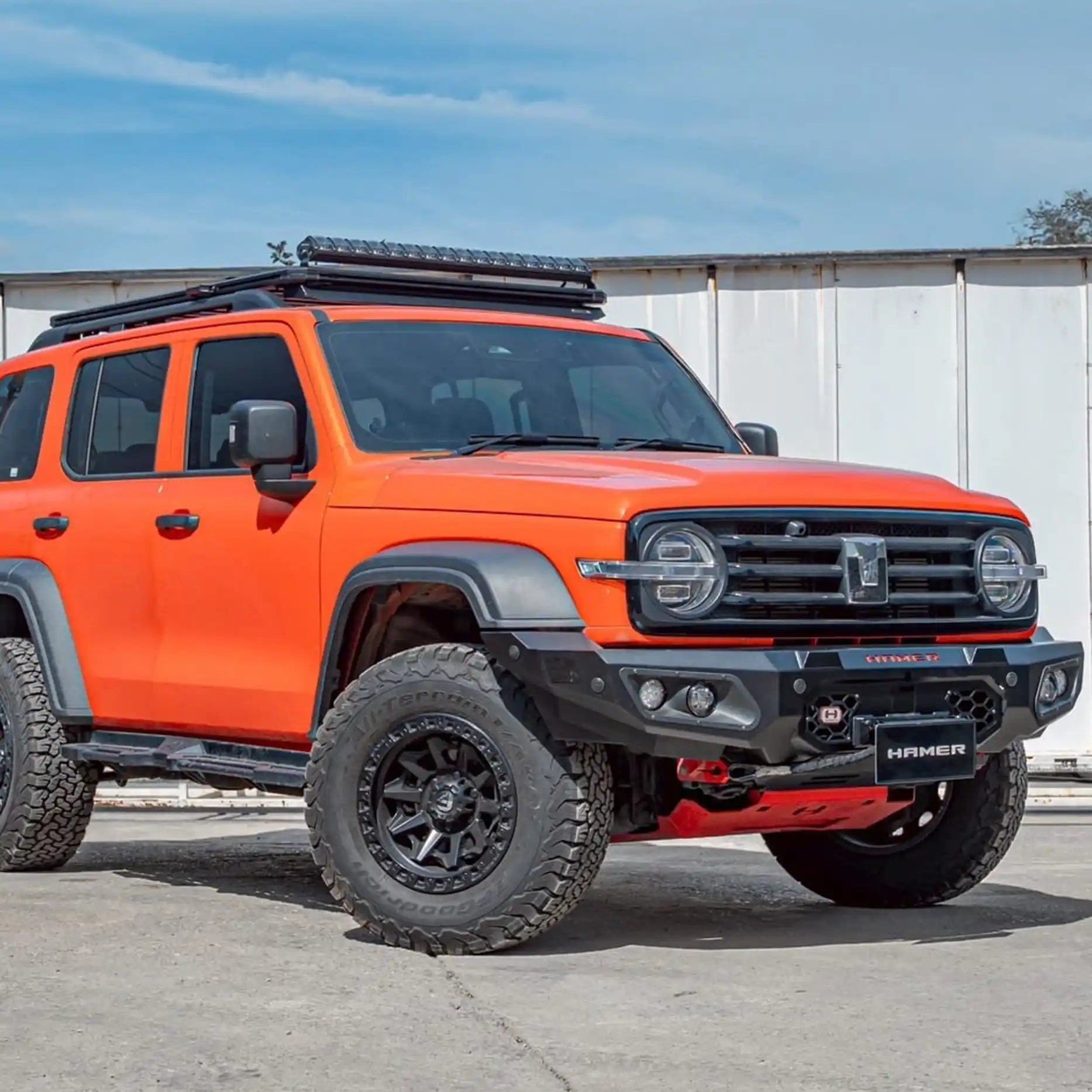 Left side view of the GWM Tank 300 fitted with the Hamer King Series Bull Bar, highlighting its 3.5T recovery points, sleek profile, and premium matte black finish. Built tough for Maitland and Central Coast off-road conditions.