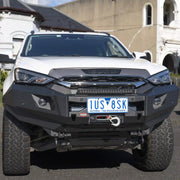isuzu mux no loop raxar bull bar front on vehicle designed with adr compliance recovery points full winch compatibility and a durable matte black powder coated finish this premium 4wd bull bar delivers strength protection and airflow efficiency making it the ideal upgrade for australian touring worksites and everyday driving available from elevated 4x4