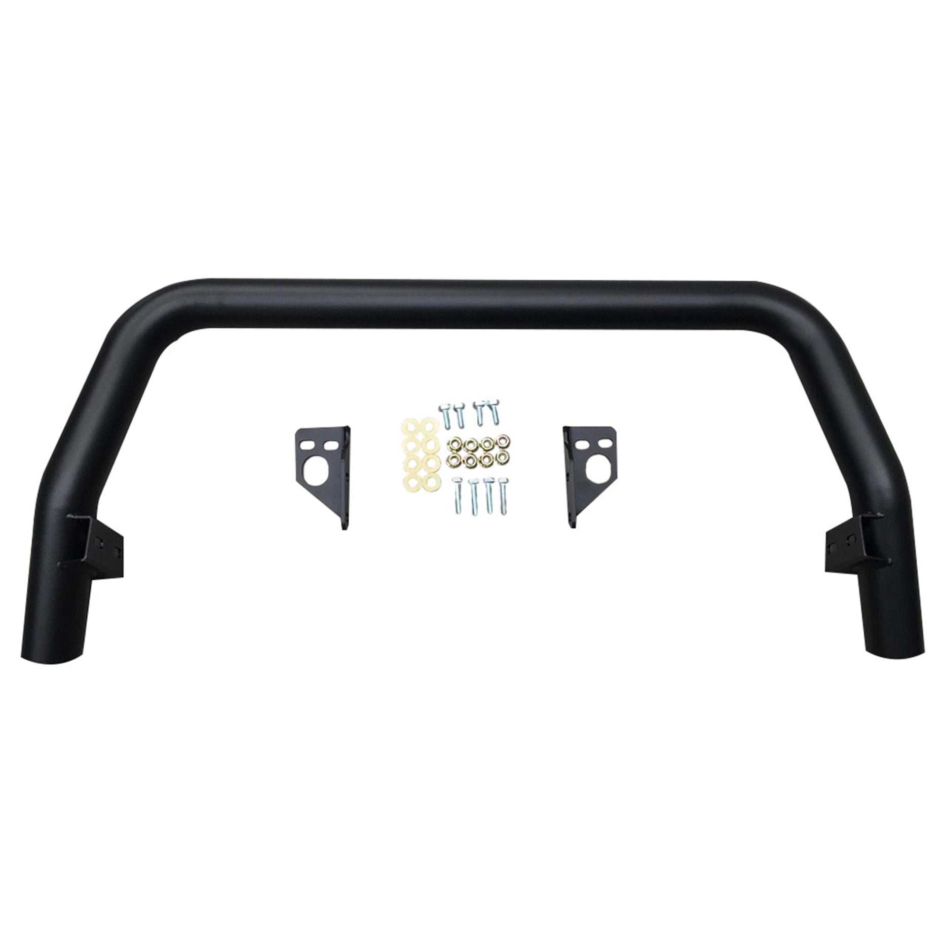 Complete Offroad Animal Nudge Bar kit for Jeep Grand Cherokee WK2, including rated red tow hooks, steel brackets, and hardware. Supplied by Elevated 4x4, this kit provides a ready-to-install protection upgrade for serious 4WD owners in Newcastle and surrounding regions.