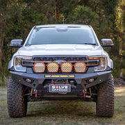 Installed front view of the Offroad Animal Predator Bull Bar on the Ford Ranger Next Gen RA, featuring its bold matte black finish and aggressive off-road styling. This premium 4WD accessory from Elevated 4x4 delivers ADR compliance, winch compatibility, and enhanced airflow for Australian conditions. Designed for strength and visual impact, it’s the ultimate upgrade for serious off-road adventurers.