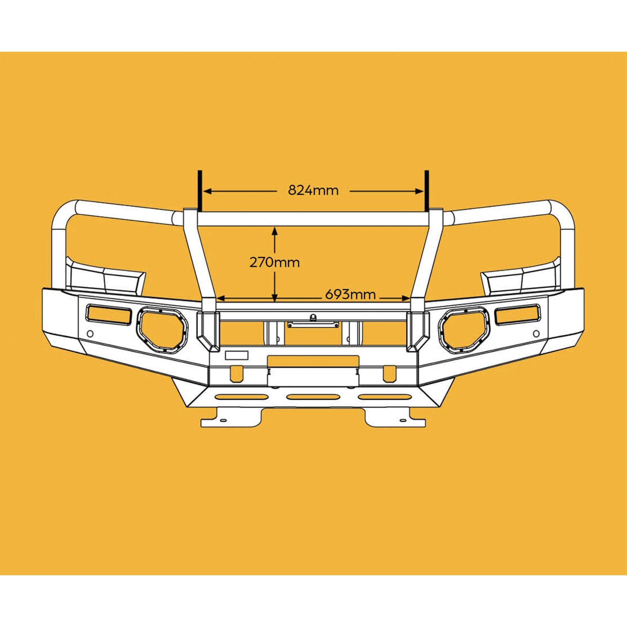 product front view oxley fleet bull bar for gwm cannon 2019 on durable e coated steel design with optional tow points and fog lights elevated 4x4