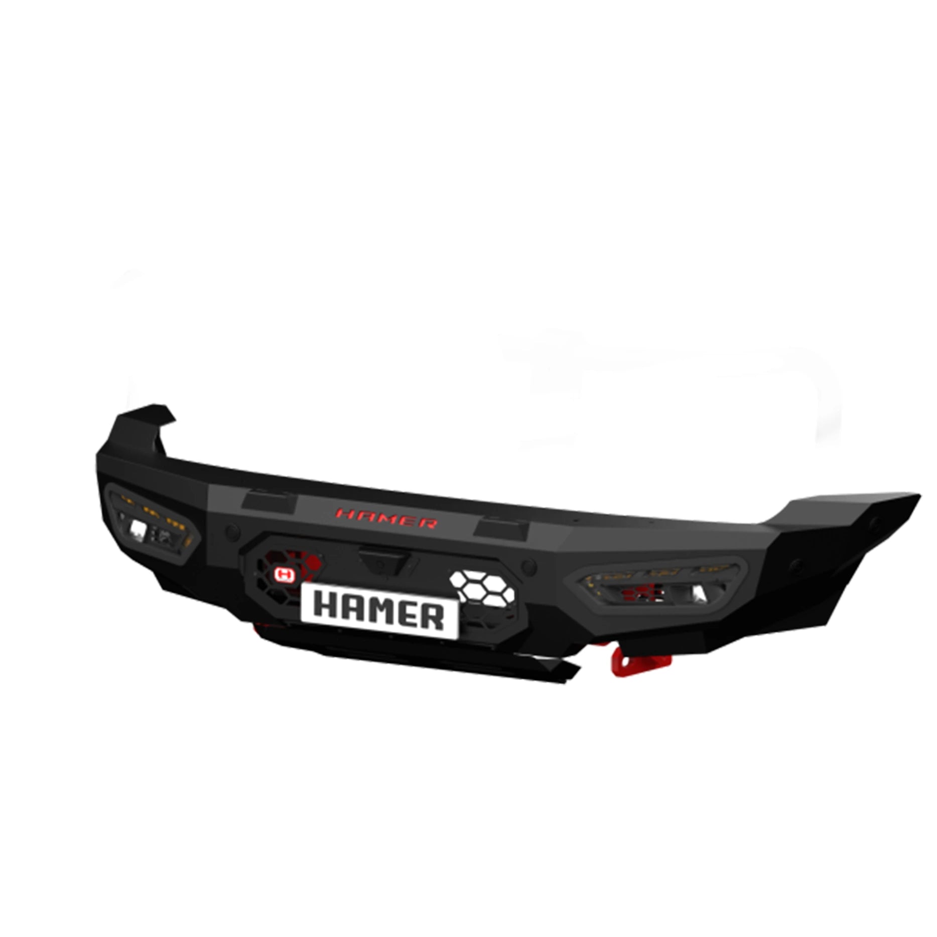 Product image of Hamer Atlas Series Bull Bar for GWM Tank 300, finished in matte black powder coat with integrated LED slots and winch lever access.