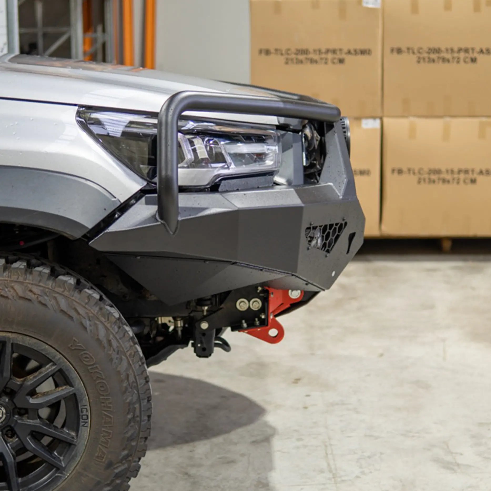 Side profile of the Offroad Animal Toro Bull Bar installed on a Toyota Hilux Rogue Wide Body, emphasizing its aerodynamic contour and minimal front extension. Built by Elevated 4x4, this bull bar combines aggressive aesthetics with robust off-road protection ideal for exploring the Central Coast and Port Stephens regions.